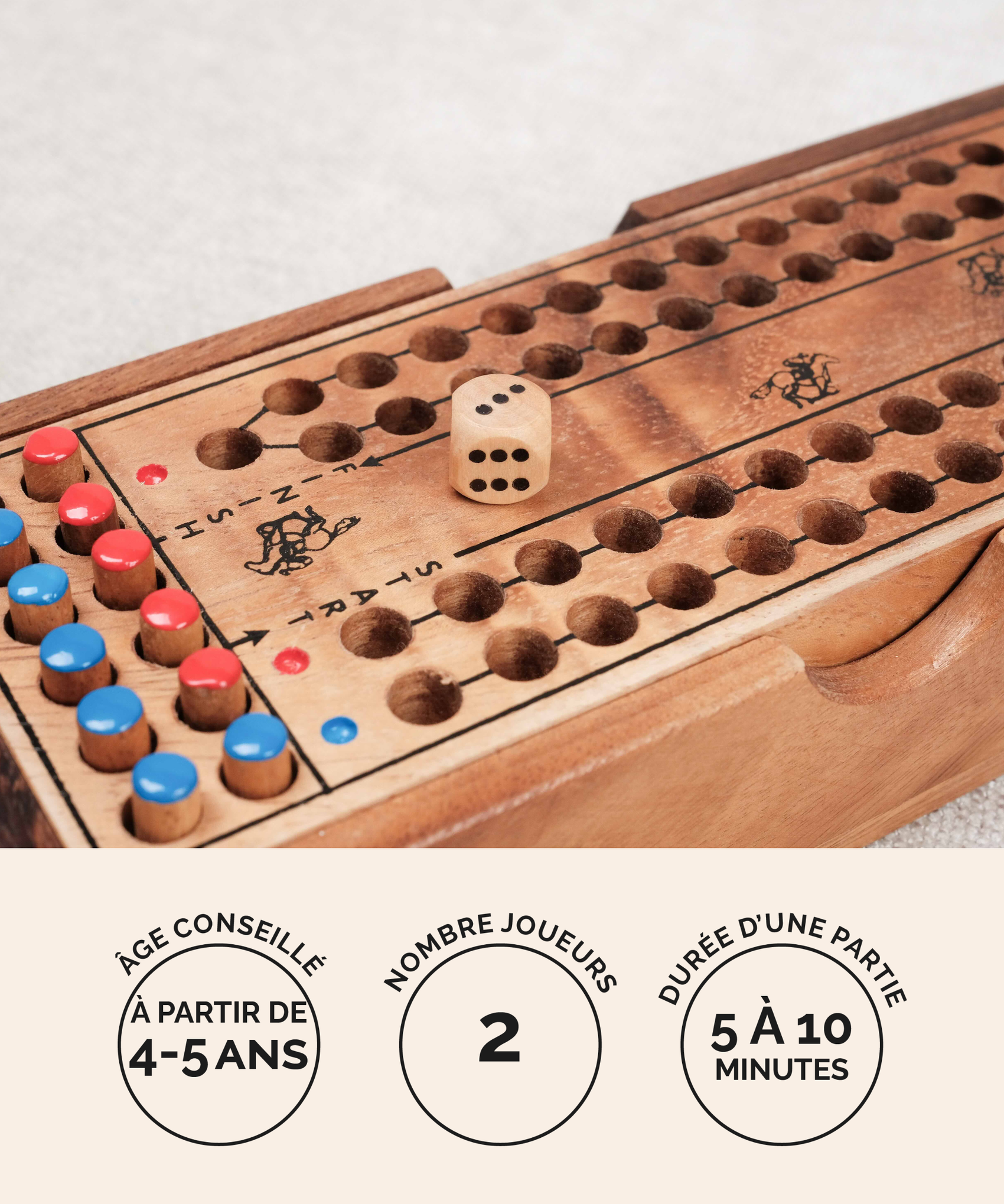Jeu de la Course de Chevaux en bois Jeux Faugère – jeu de société familial 2 joueurs dès 4 ans