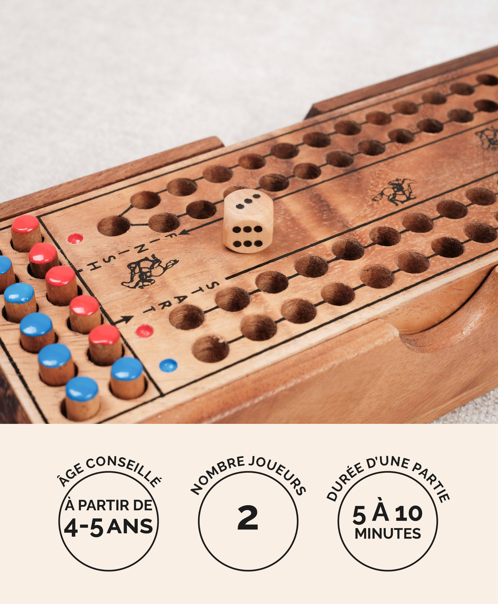 Jeu de la Course de Chevaux en bois Jeux Faugère – jeu de société familial 2 joueurs dès 4 ans