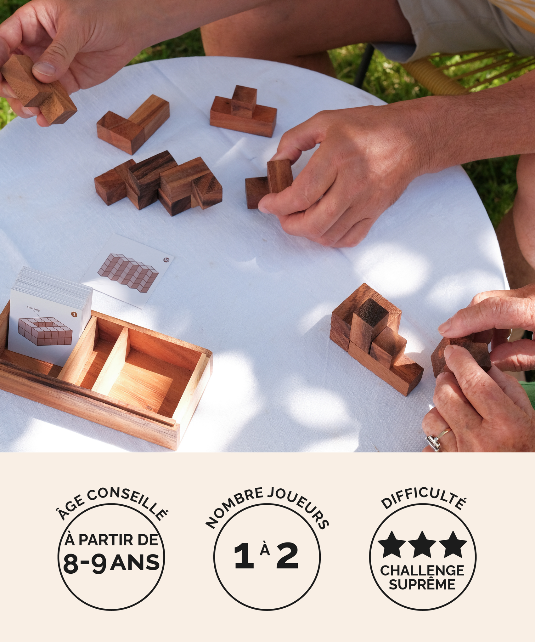 Double Cube en bois adulte Jeux Faugère – idée cadeau, casse-tête challenge suprême 2 joueurs dès 8 ans