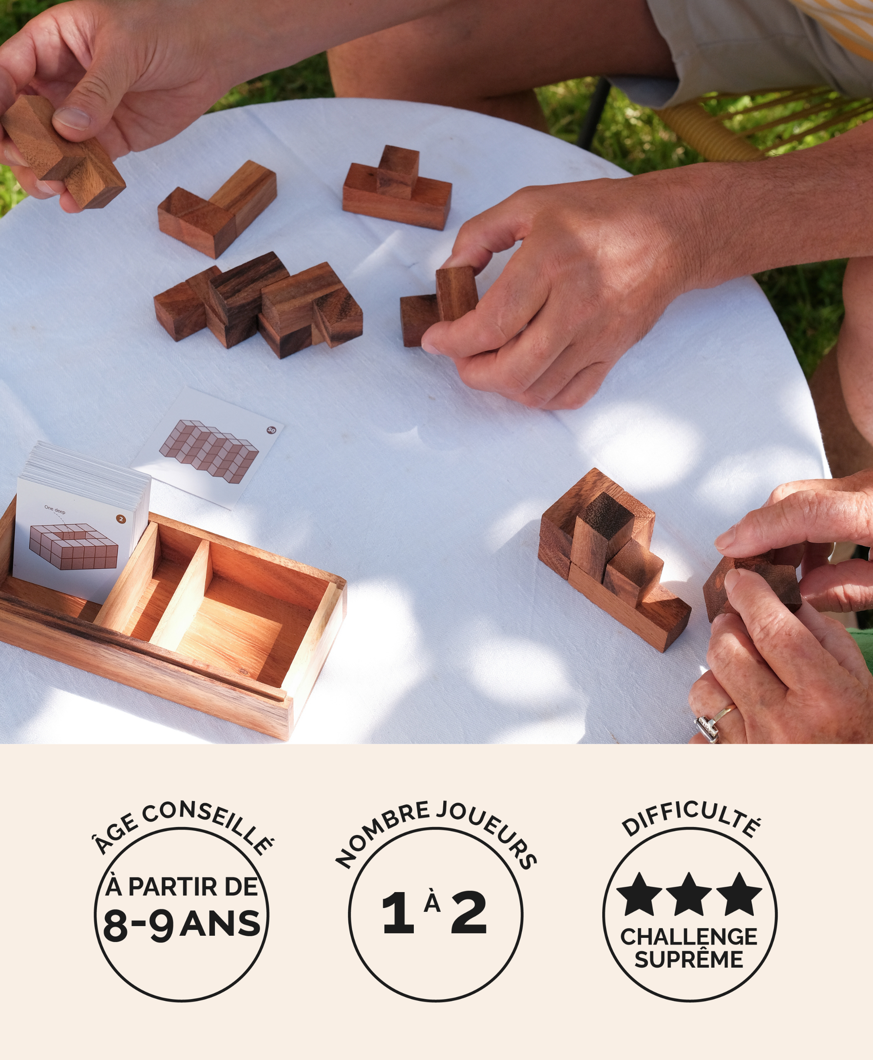 Double Cube en bois adulte Jeux Faugère – idée cadeau, casse-tête challenge suprême 2 joueurs dès 8 ans