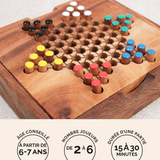 Dames Chinoises en bois format M Jeux Faugère – jeu de stratégie 2 à 6 joueurs dès 6 ans