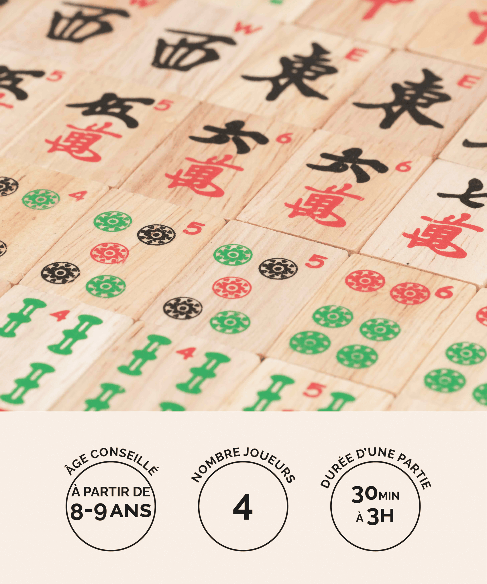 Mah-Jong en bois Jeux Faugère – jeu de stratégie 4 joueurs dès 8 ans