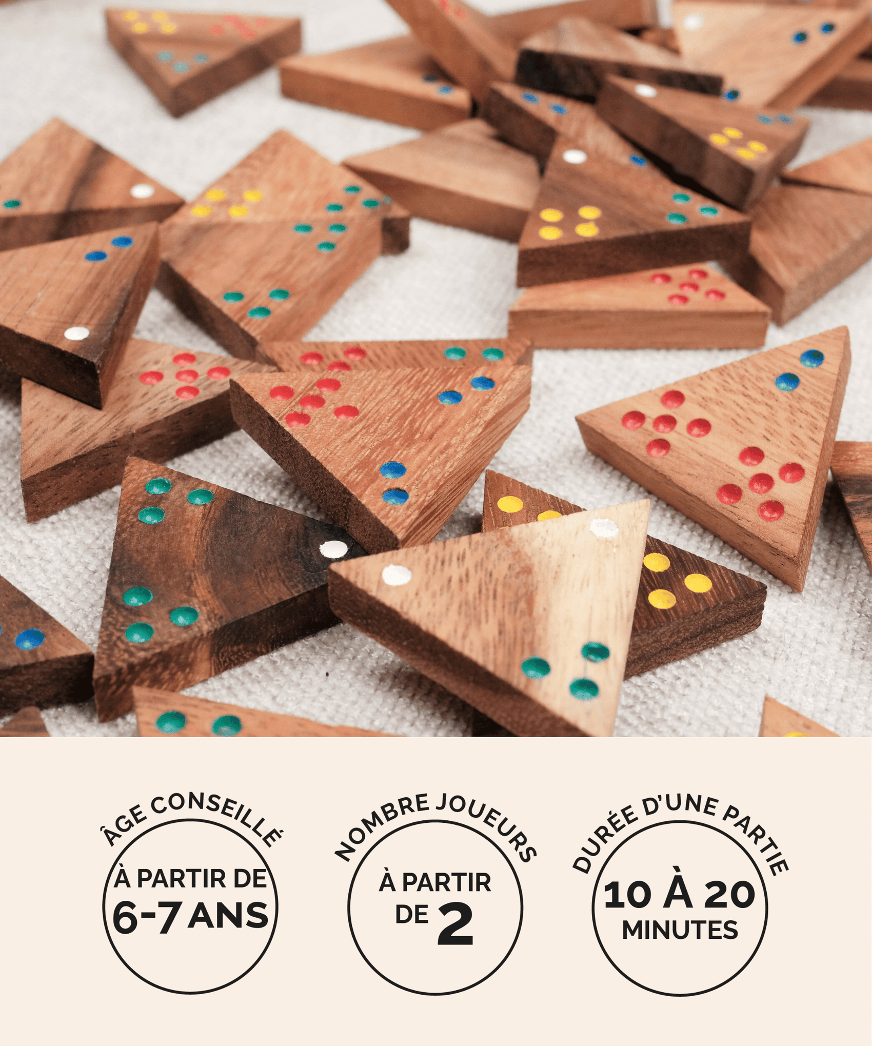 Triomino en bois Jeux Faugère – jeu familial 2 à 6 joueurs et plus dès 6 ans