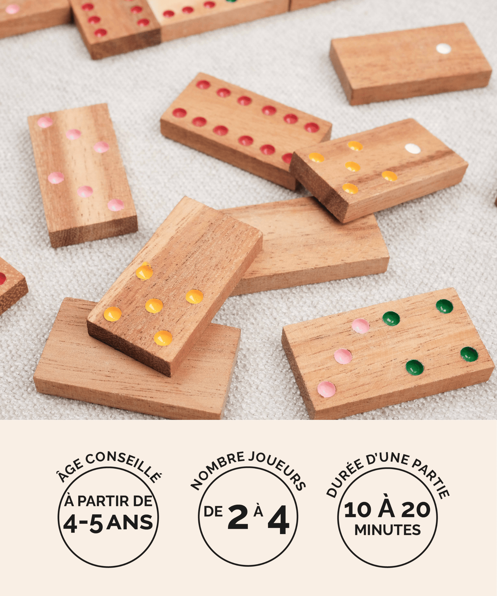 Jeu de dominos en bois Jeux Faugère – jeu familial 2 à 4 joueurs dès 4 ans