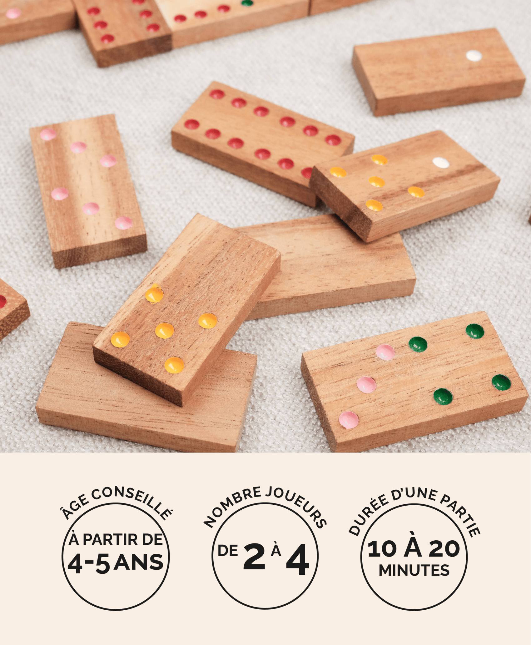 Jeu de dominos en bois Jeux Faugère – jeu familial 2 à 4 joueurs dès 4 ans