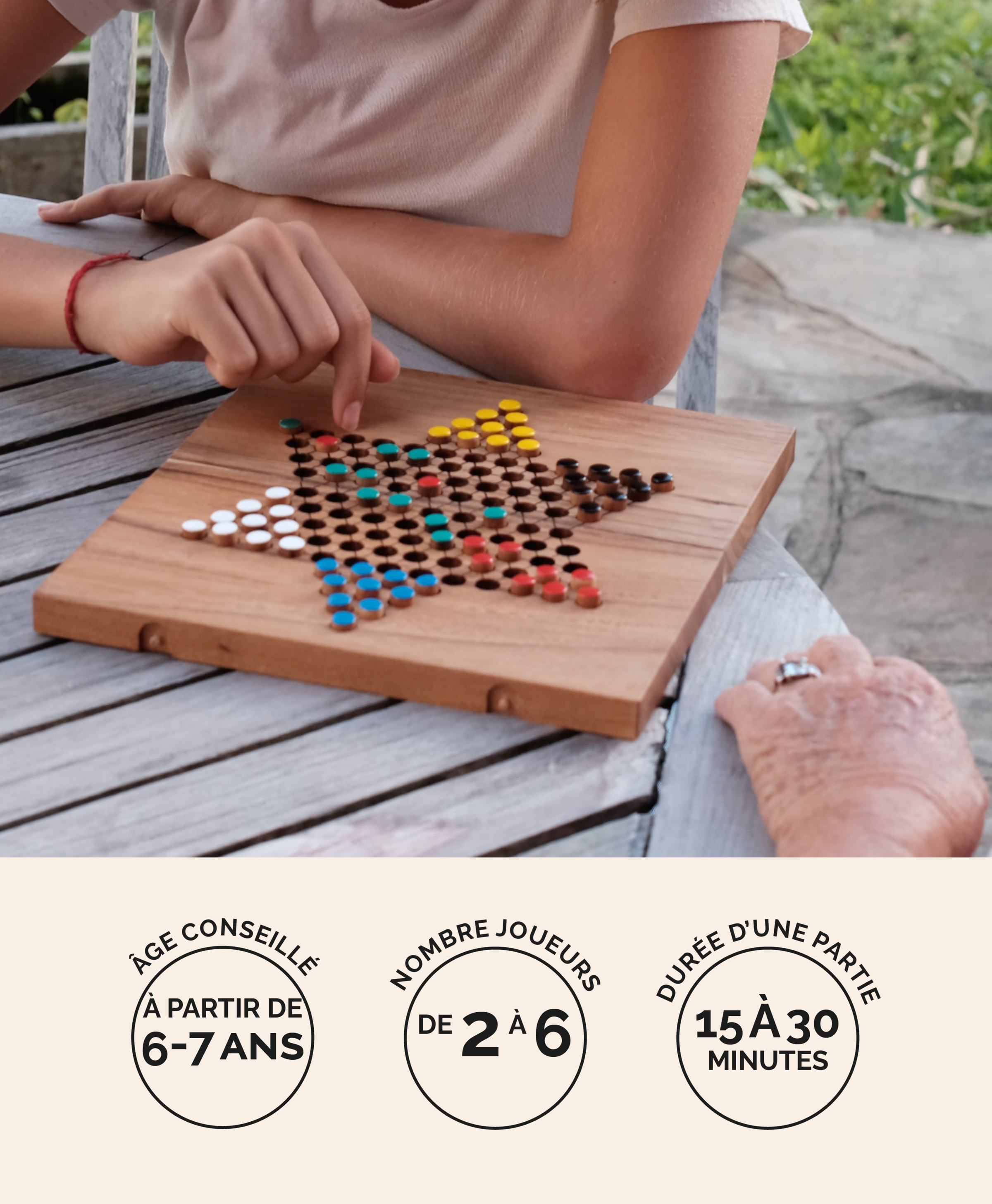 Dames Chinoises en bois format L Jeux Faugère – jeu de stratégie 2 à 6 joueurs dès 6 ans