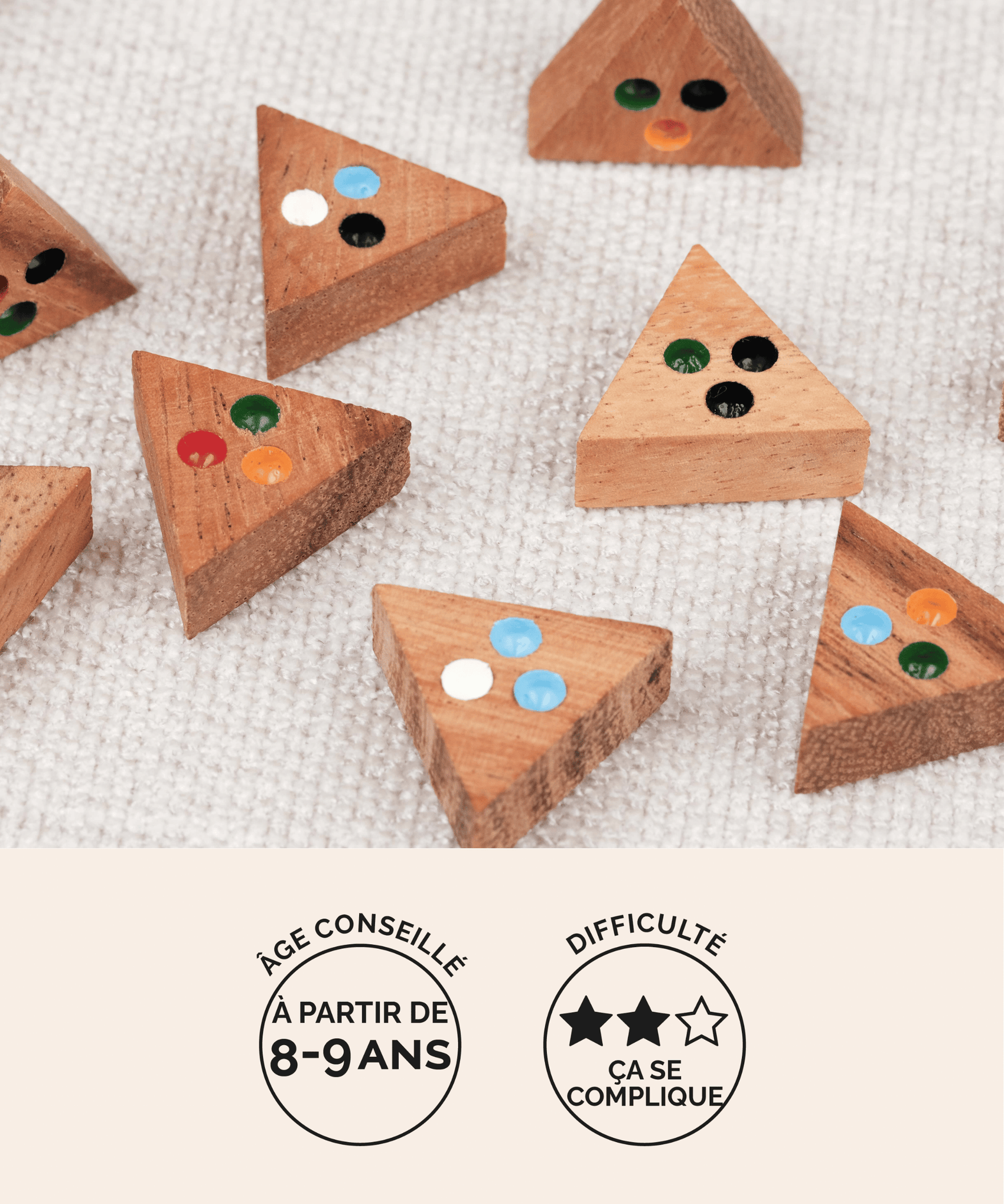 Le Tri Match, casse-tête triangulaire en bois adulte Jeux Faugère – idée cadeau, jeu solo dès 8 ans