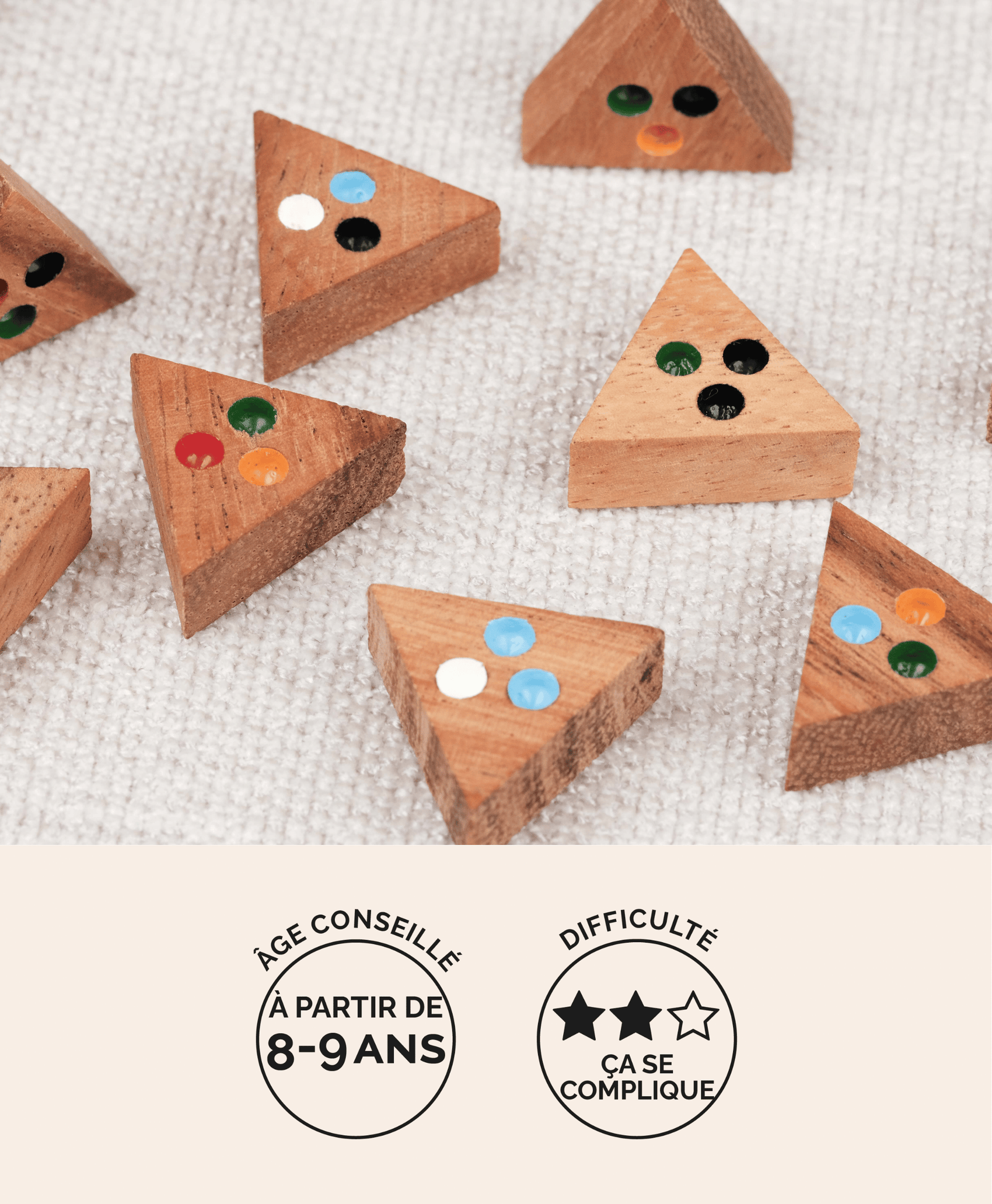 Le Tri Match, casse-tête triangulaire en bois adulte Jeux Faugère – idée cadeau, jeu solo dès 8 ans