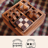 Coffret 4 casse-têtes en bois Jeux Faugère – idée cadeau, niveau intermédiaire dès 8 ans