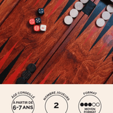 Backgammon en bois grand format Jeux Faugère – jeu de stratégie 2 joueurs dès 6 ans