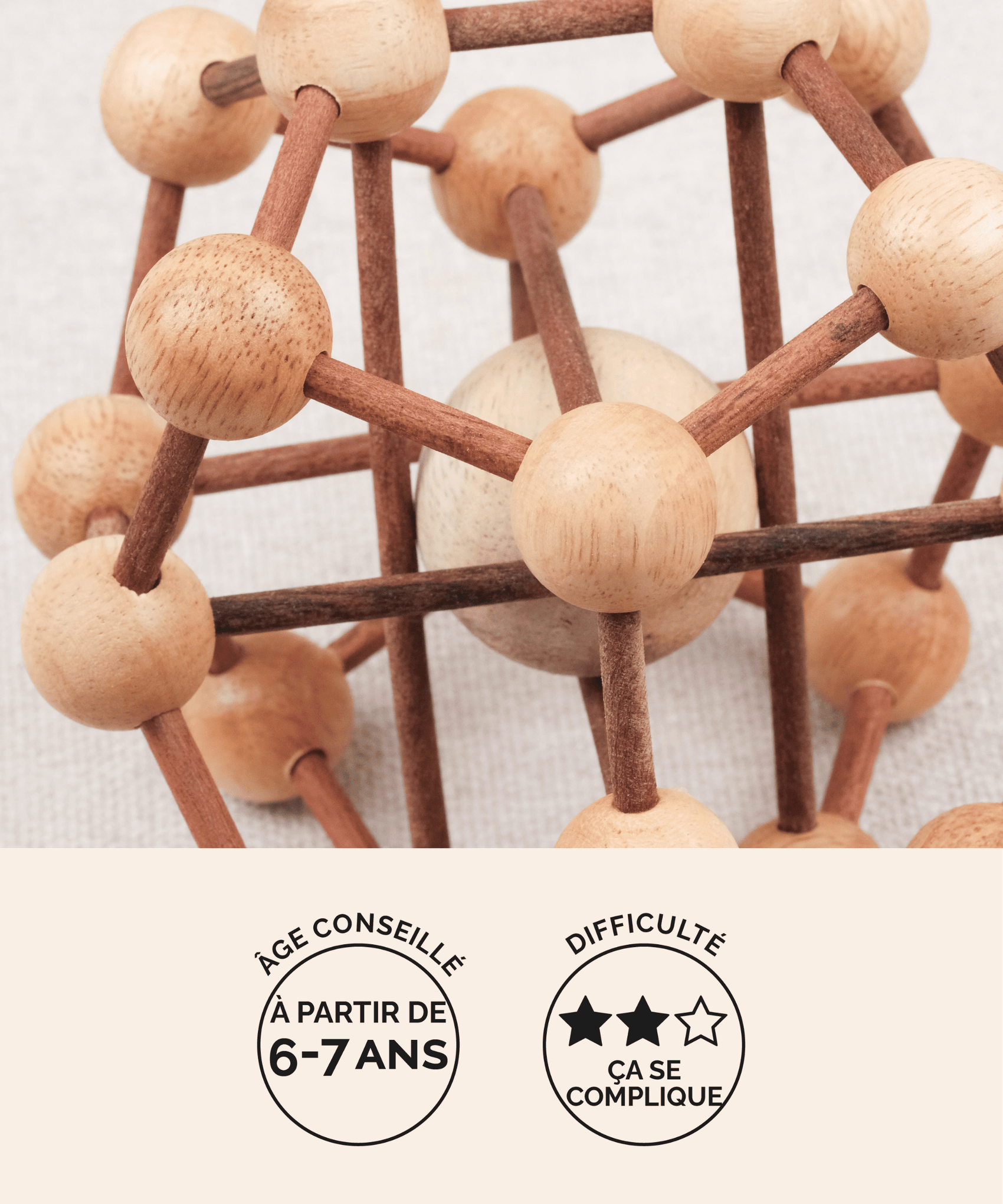 Molécule, casse-tête en bois à démonter et remonter Jeux Faugère – idée cadeau, jeu solo 1 joueur dès 6 ans