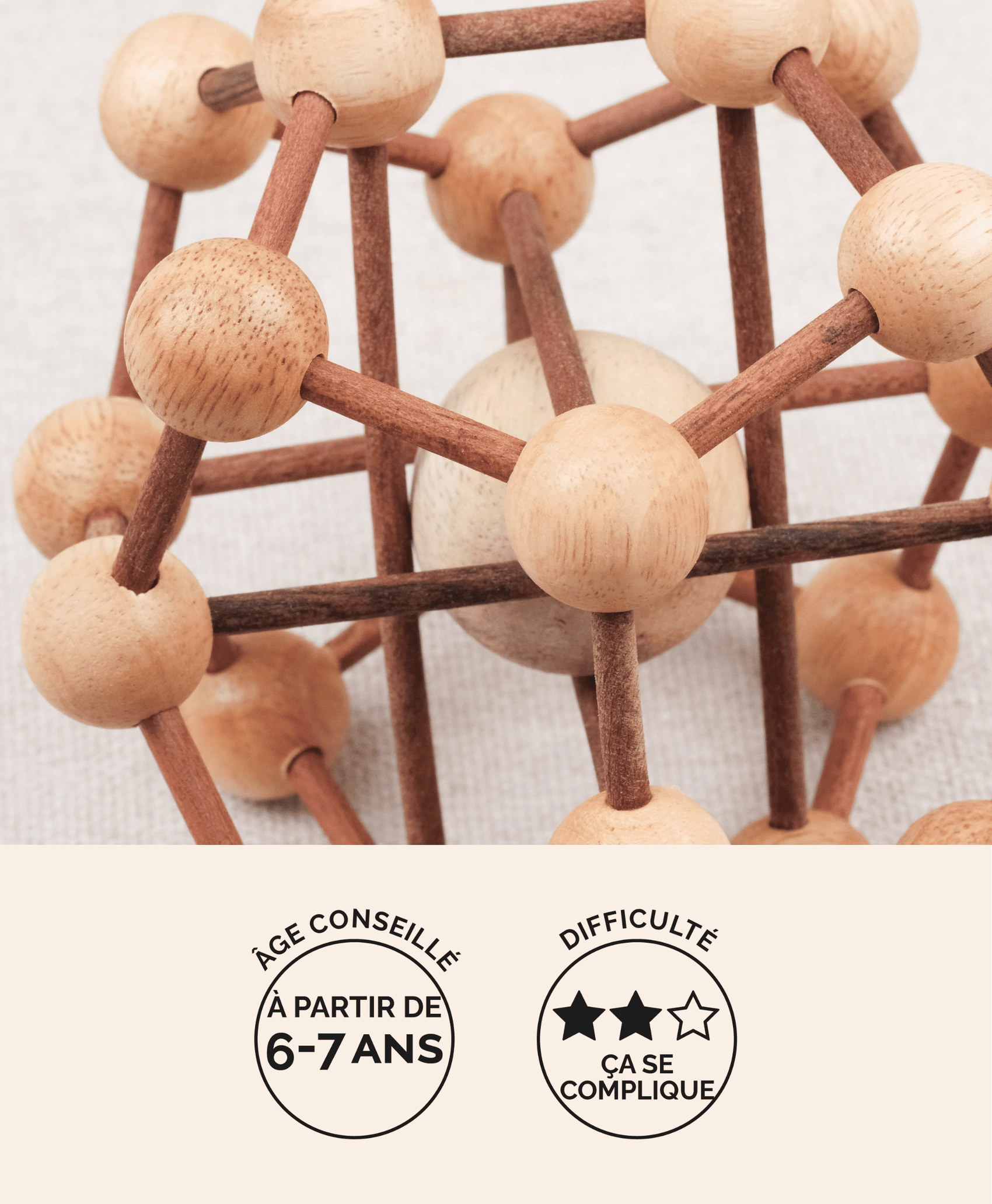 Molécule, casse-tête en bois à démonter et remonter Jeux Faugère – idée cadeau, jeu solo 1 joueur dès 6 ans