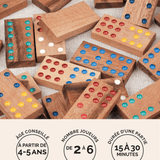 Domino 9 en bois Jeux Faugère – idée cadeau, jeu familial 2 à 6 joueurs dès 4 ans