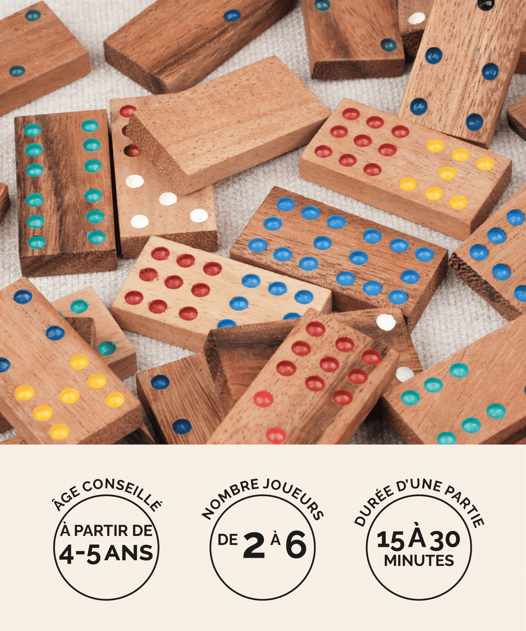 Domino 9 en bois Jeux Faugère – idée cadeau, jeu familial 2 à 6 joueurs dès 4 ans