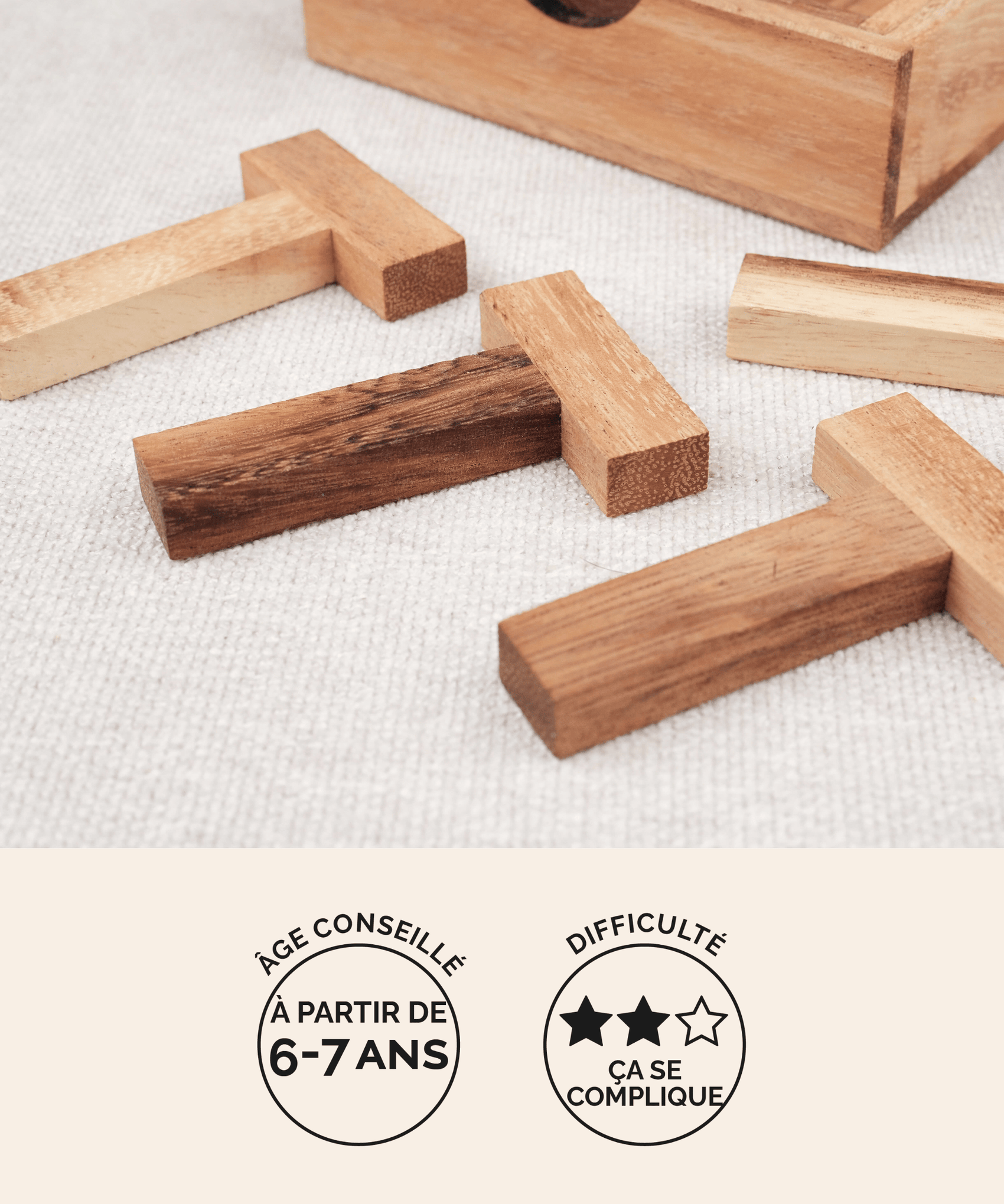 Les 4 T, casse-tête multi-combinaisons en bois Jeux Faugère – idée cadeau, jeu solo dès 6 ans