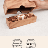 Coffret 3 casse-têtes en bois Jeux Faugère – idée cadeau, niveau intermédiaire dès 8 ans
