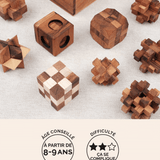 Coffret 9 casse-têtes en bois Jeux Faugère – idée cadeau, niveaux de difficulté progressifs dès 8 ans