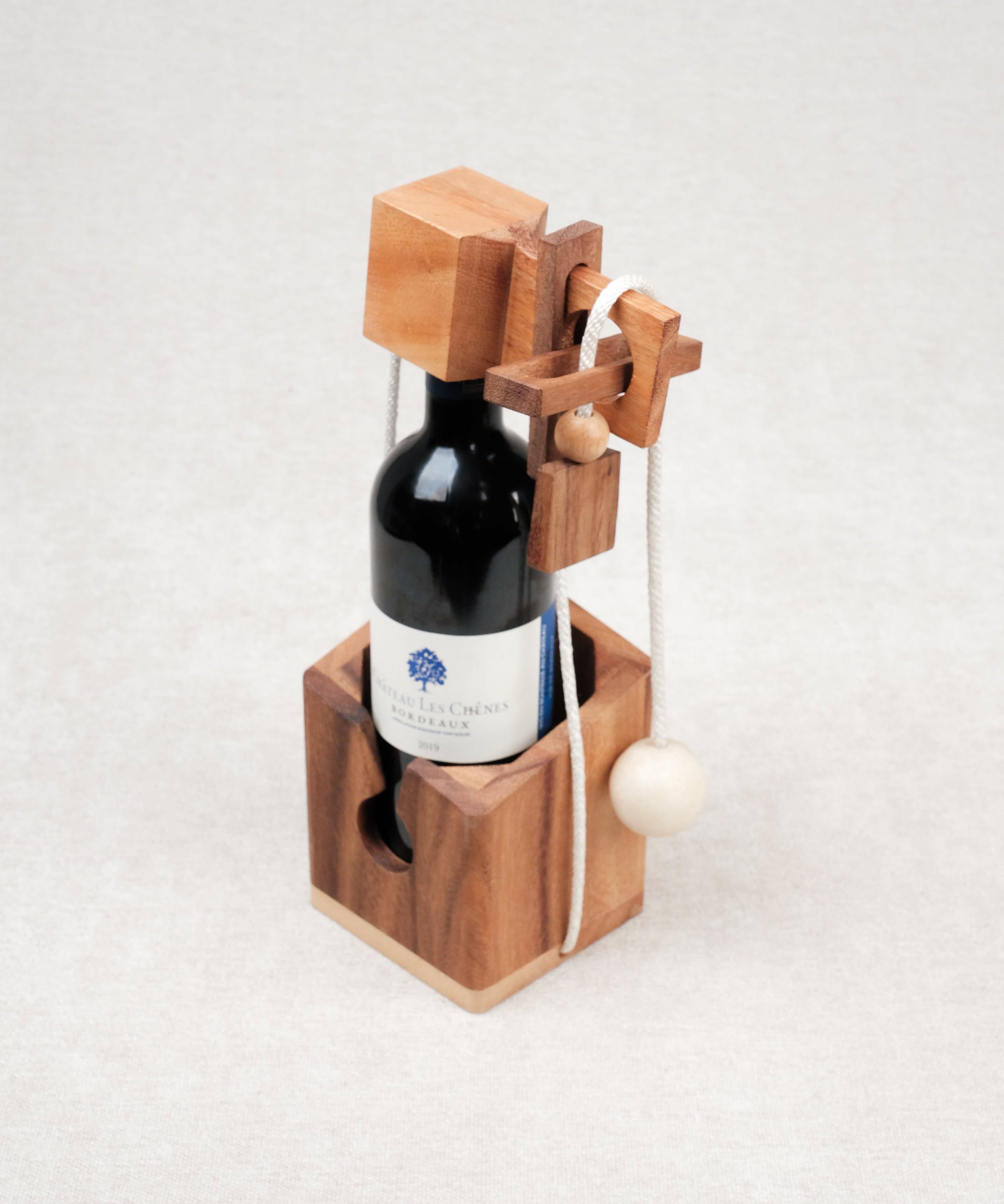 Casse-tête bouteille de vin en bois grand modèle – Jeux Faugère