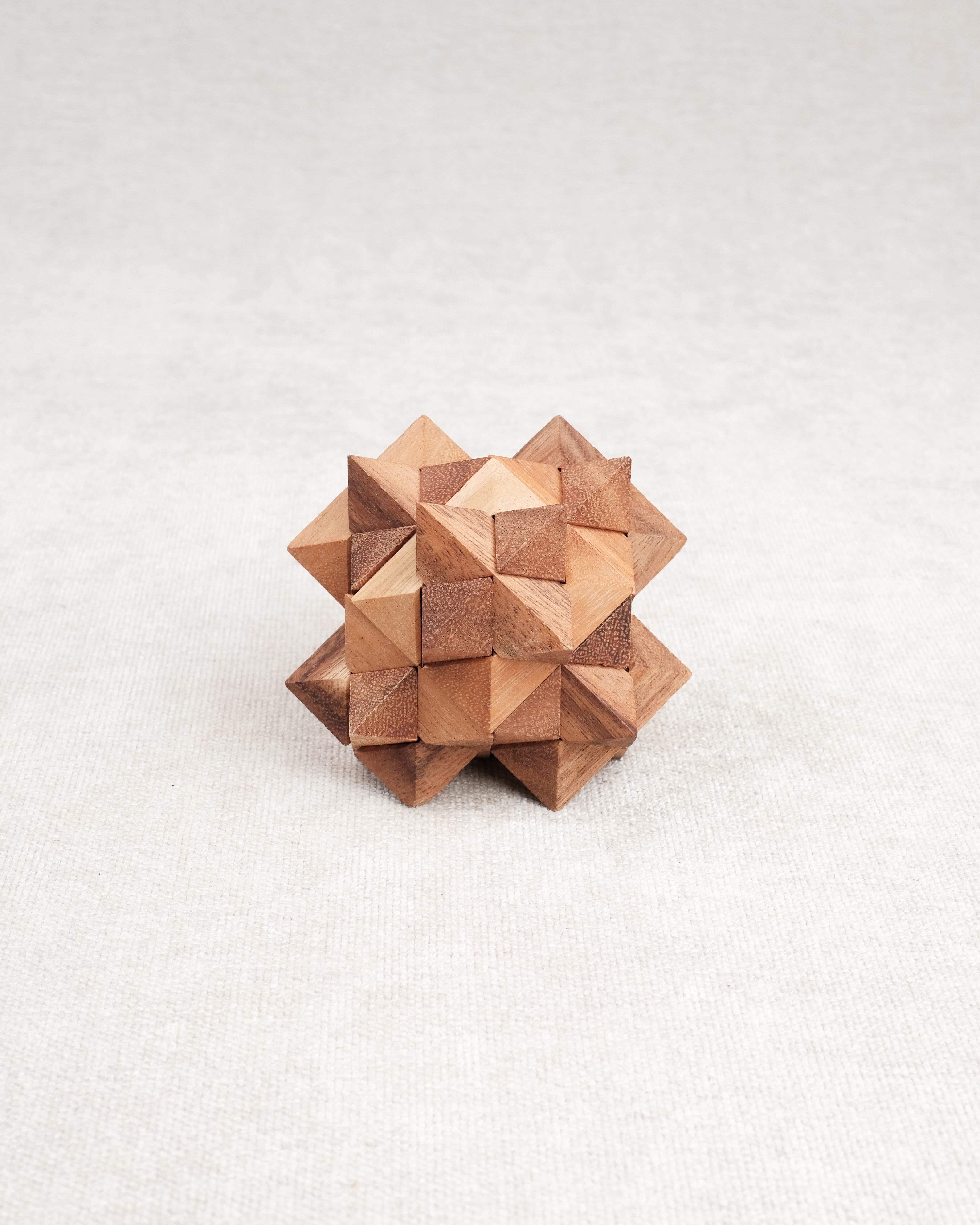 Casse-tête en bois Antivirus M — puzzle à démonter et remonter, forme géométrique complexe.