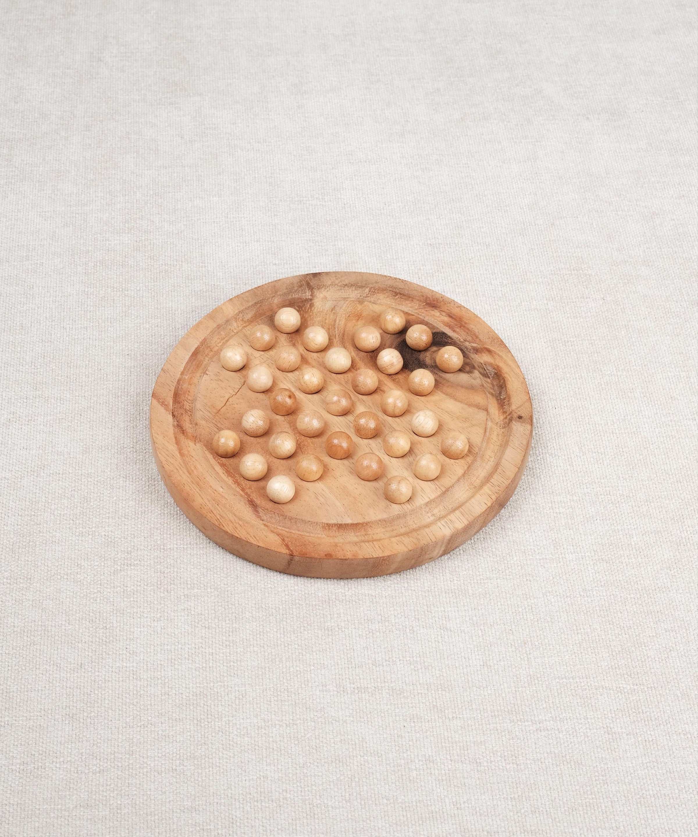 Solitaire rond en bois massif format M Jeux Faugère – idée cadeau, jeu de logique solo dès 6 ans