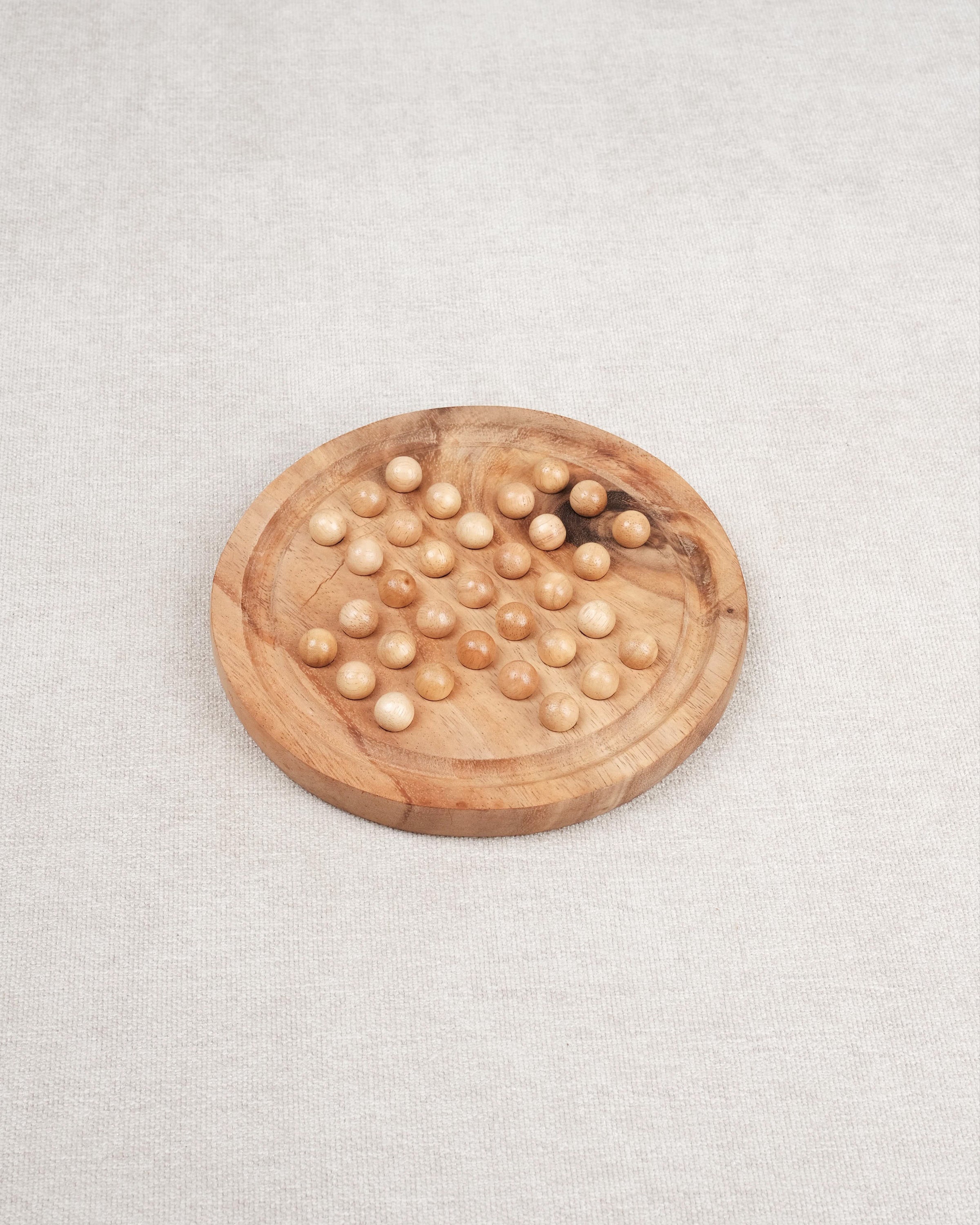 Solitaire rond en bois massif format M Jeux Faugère – idée cadeau, jeu de logique solo dès 6 ans