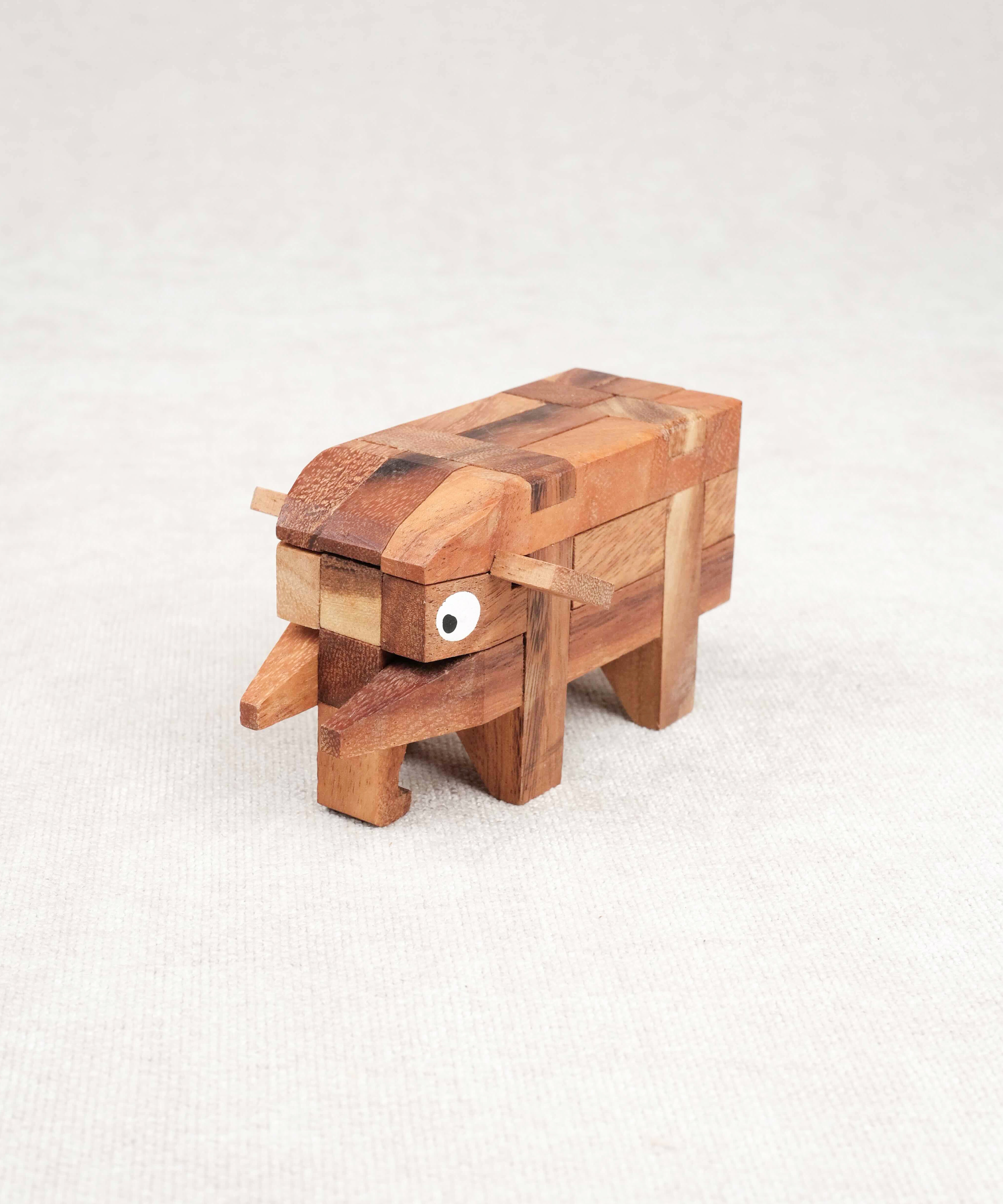 Casse-tête en bois L’Éléphant – puzzle 3D à démonter et remonter, forme animale