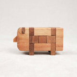 Casse-tête en bois Le Cochon – vue de profil du puzzle 3D
