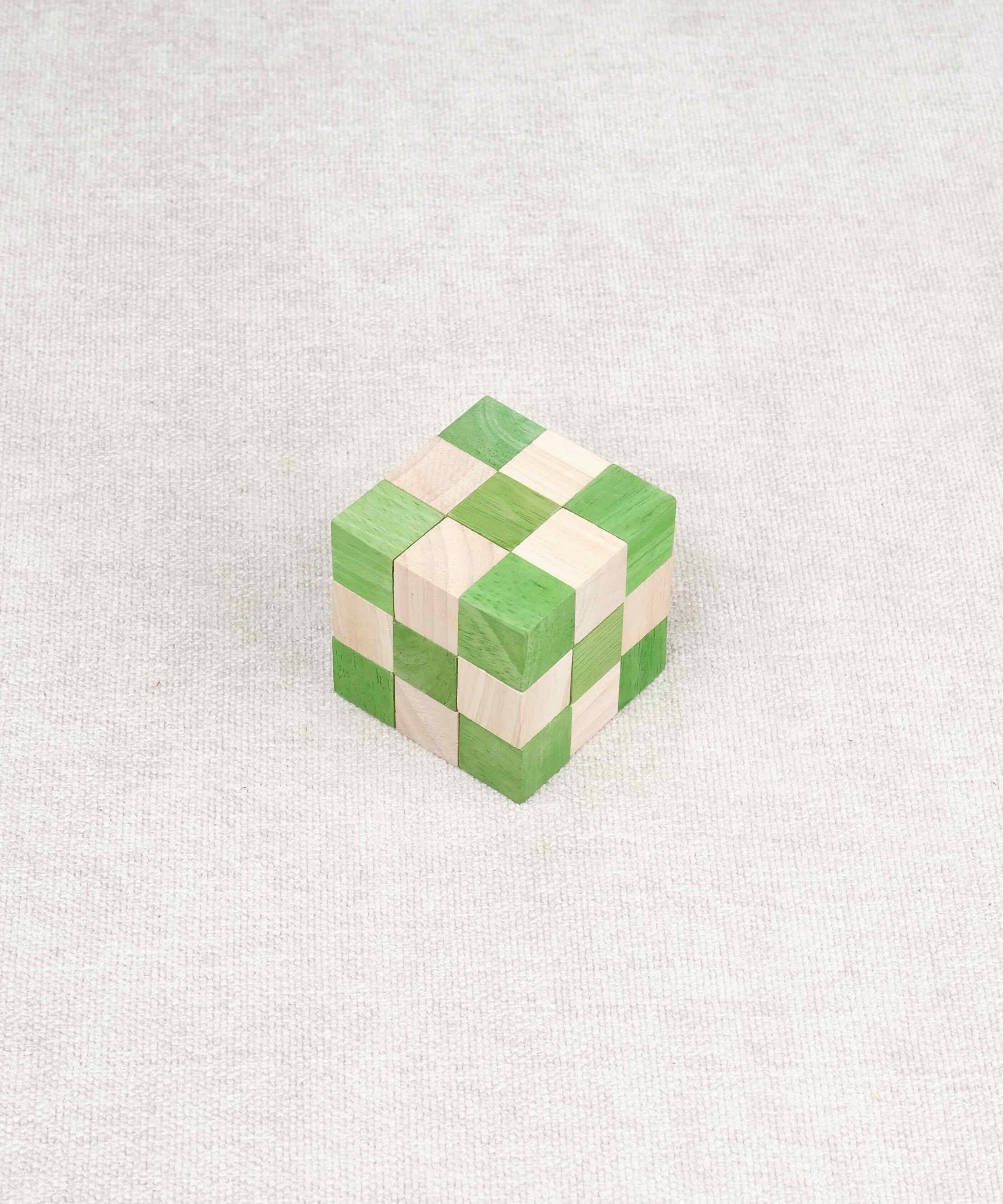 Casse-tête Cube Serpent vert en bois reconstitué – Jeux Faugère