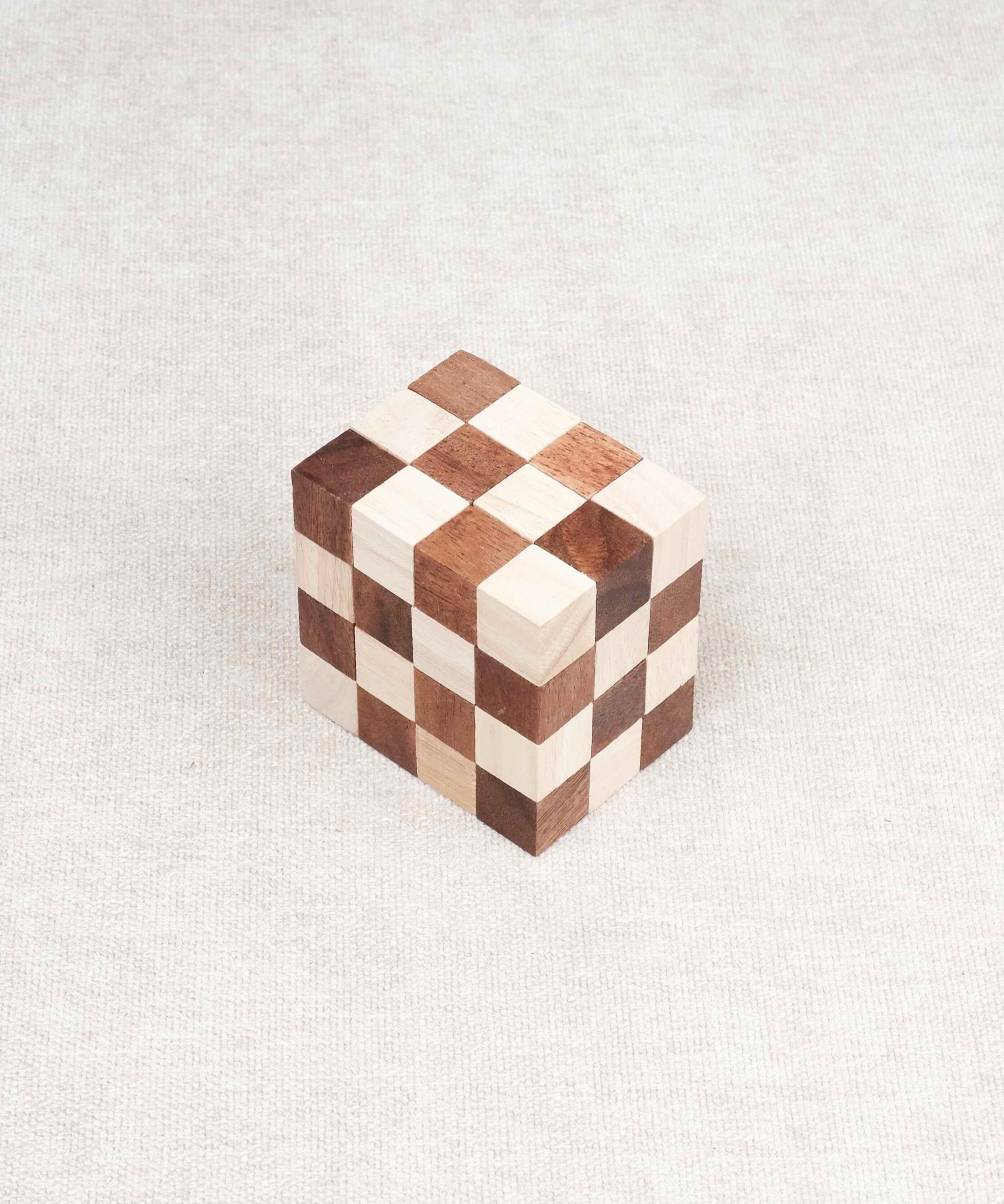 Casse-tête en bois Double Cube Serpent reconstitué – Jeux Faugère