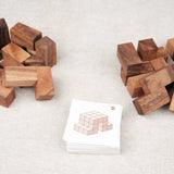 Double Cube en bois acacia avec cartes modèles