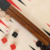 Set de dés du Backgammon format M en bois Jeux Faugère – 2 dés noirs, 2 dés rouges et 1 doubling cube
