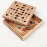 Coffret en bois refermable du jeu de Marelle (Moulin) Jeux Faugère