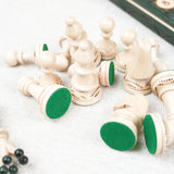 Jeu d'échecs en bois vert grand format Jeux Faugère – plateau ouvert avec pièces en place