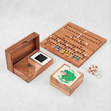 Pack Malin jeux famille en bois – Double Tangram, Barricade, À poil le mouton et mini casse-tête offert