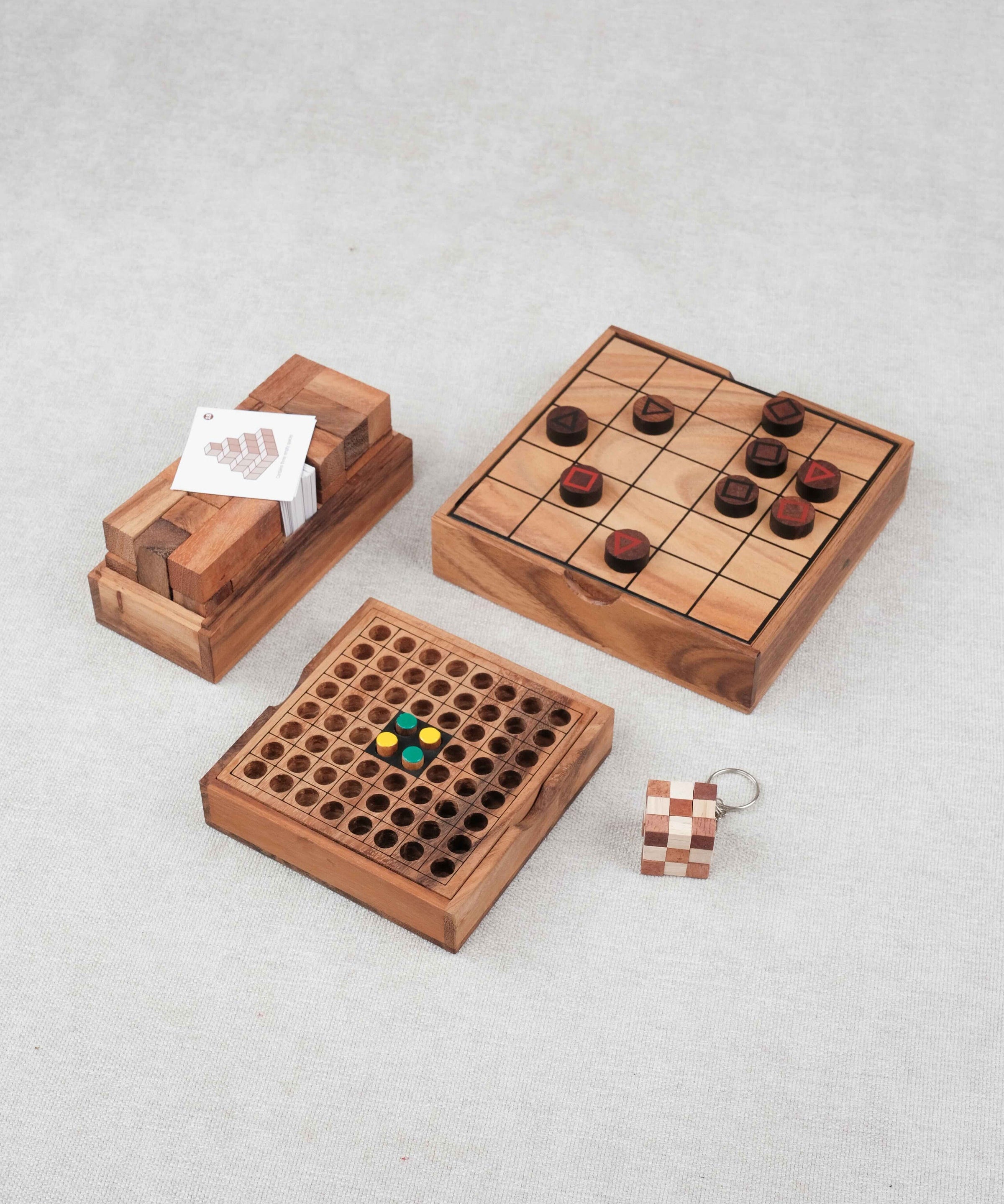 Pack Malin Jeux Stratégiques en bois – Double Cube, Othello, Mystrio et mini casse-tête