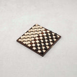 Jeu de dames en bois marron format moyen avec pions en place