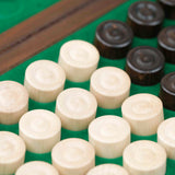 Rangement intérieur feutré vert pour jeu de dames en bois