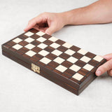 Jeu de dames en bois marron format M compact pliable