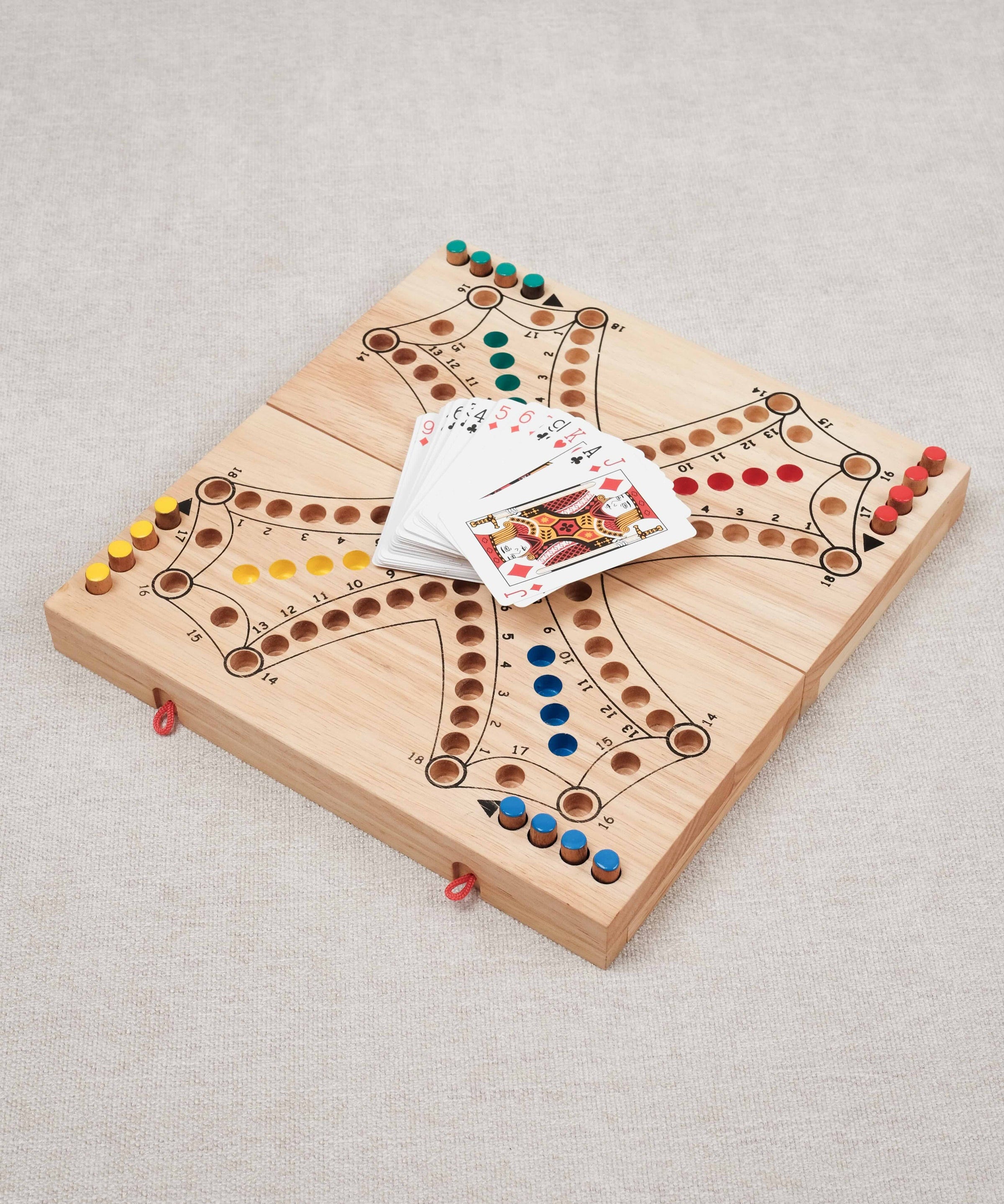 Coffret en bois clair du jeu de Tock 4 joueurs format L