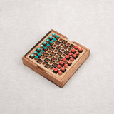 Jeu d’échecs de voyage en bois – petit échiquier compact