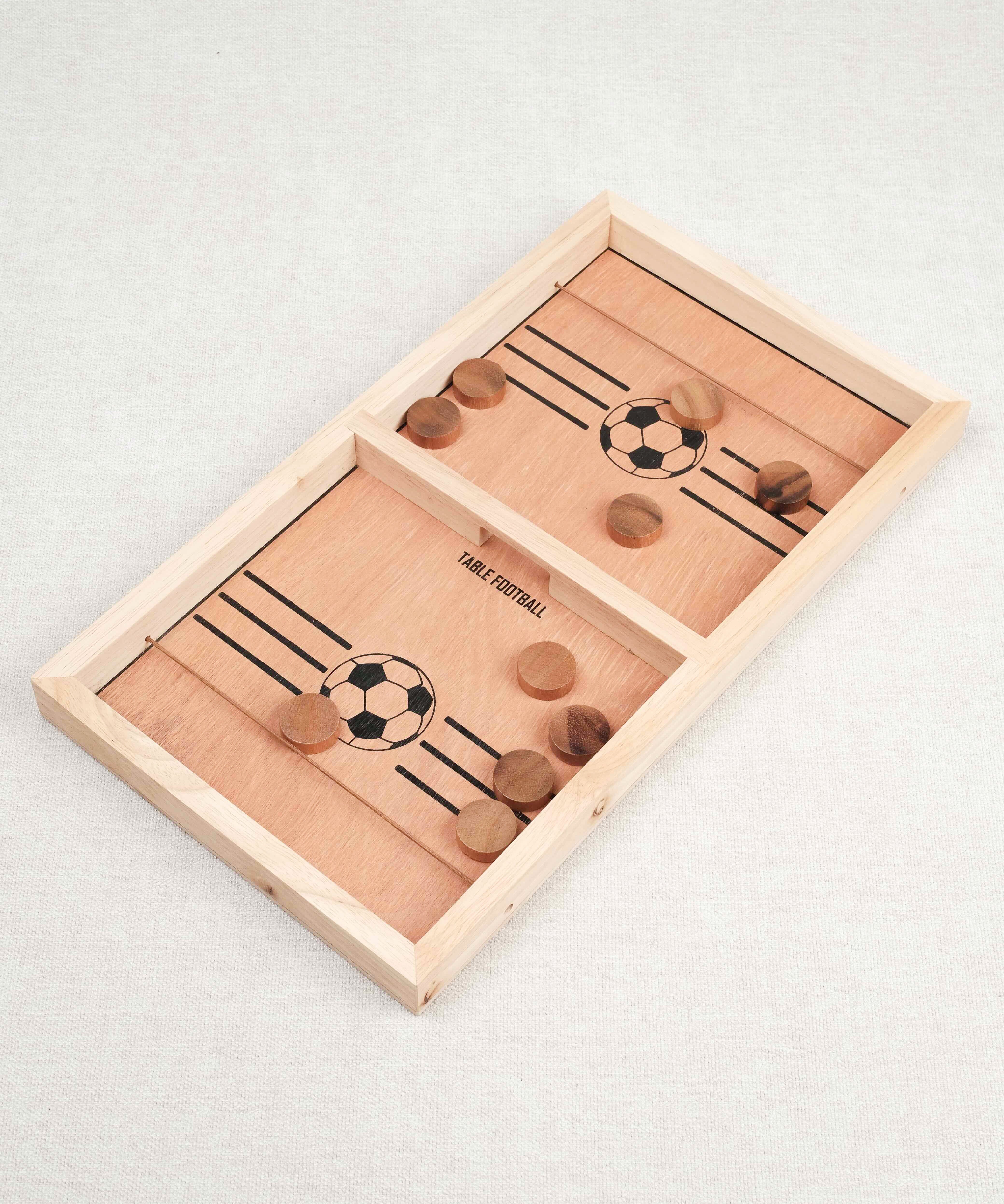 Jeu de Table à élastique en bois avec palets – vue d’ensemble