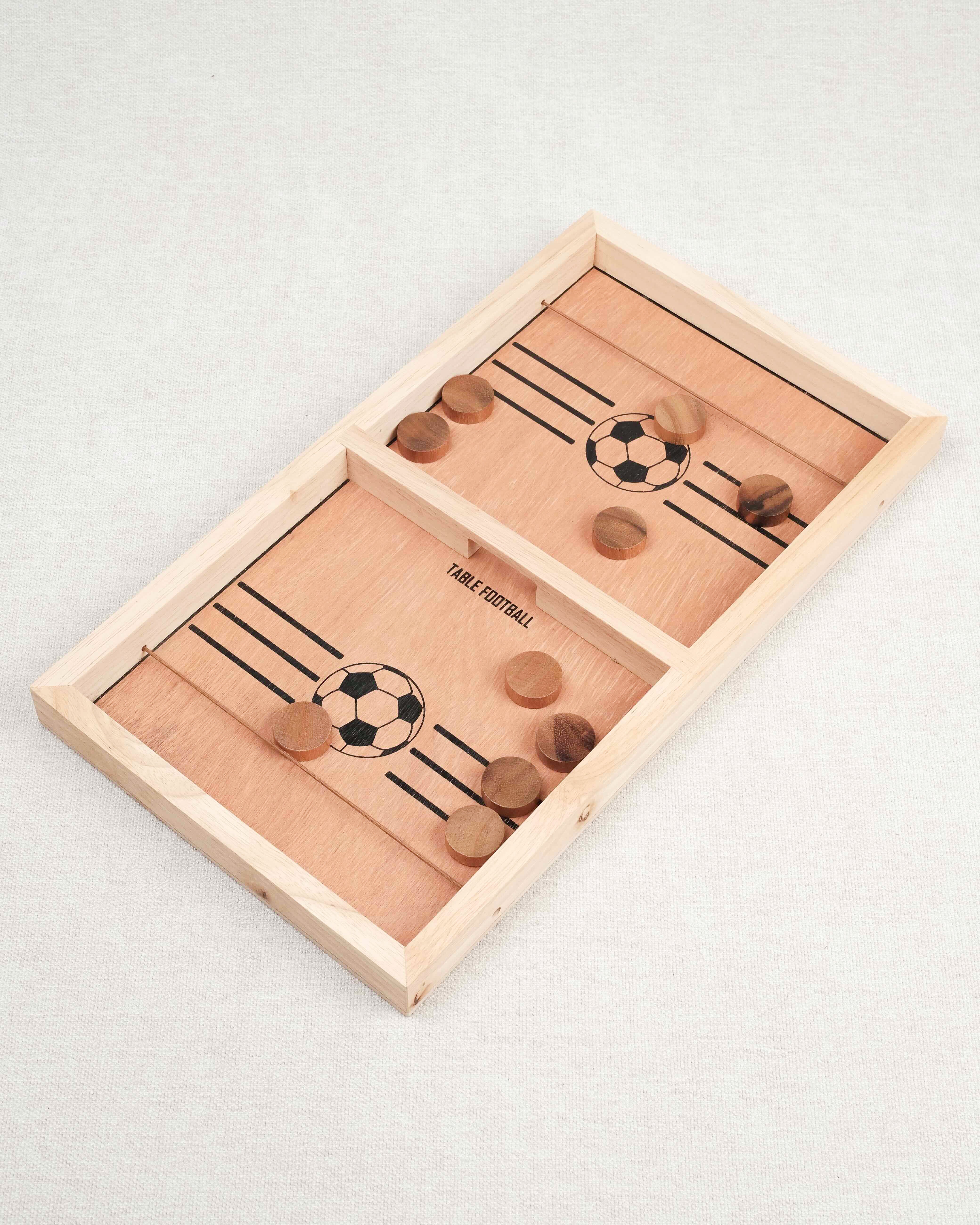 Jeu de Table à élastique en bois avec palets – vue d’ensemble
