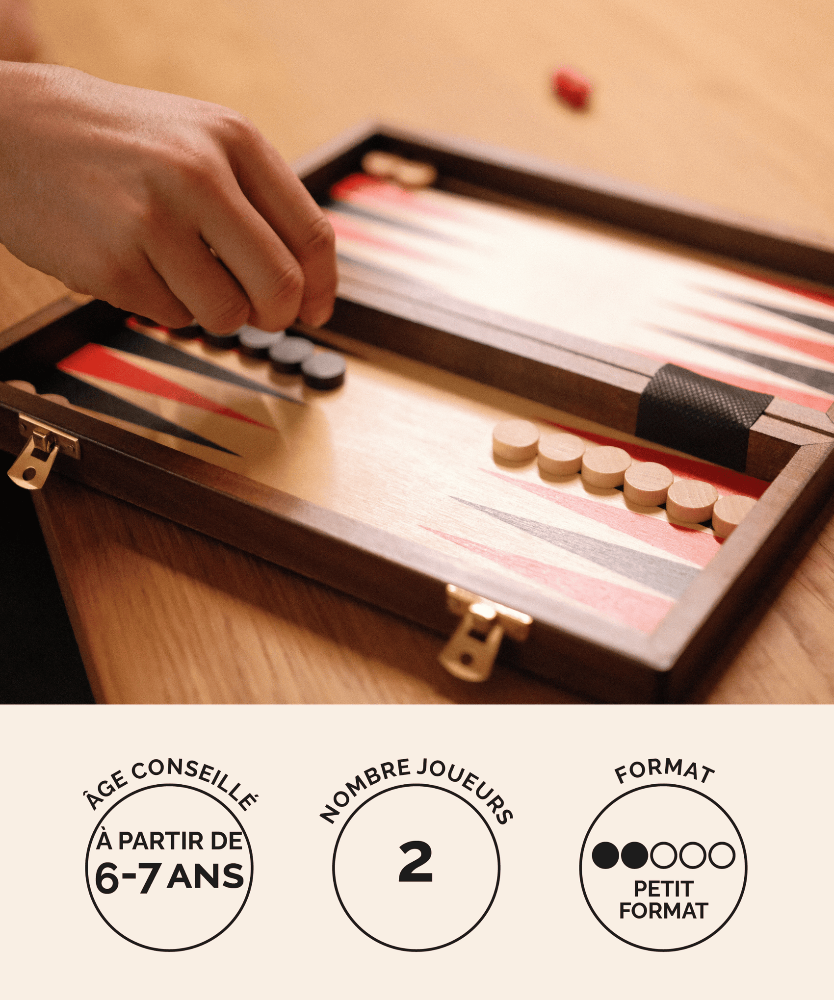 Backgammon format M en bois Jeux Faugère – jeu stratégique et familial pour vos soirées