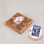 Jeu de Tock 4 joueurs compact en bois – jeu de société de voyage avec cartes Tock’CARDS