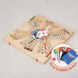 Jeu de Tock 6 joueurs XL en bois clair – plateau grand format avec cartes Tock’CARDS