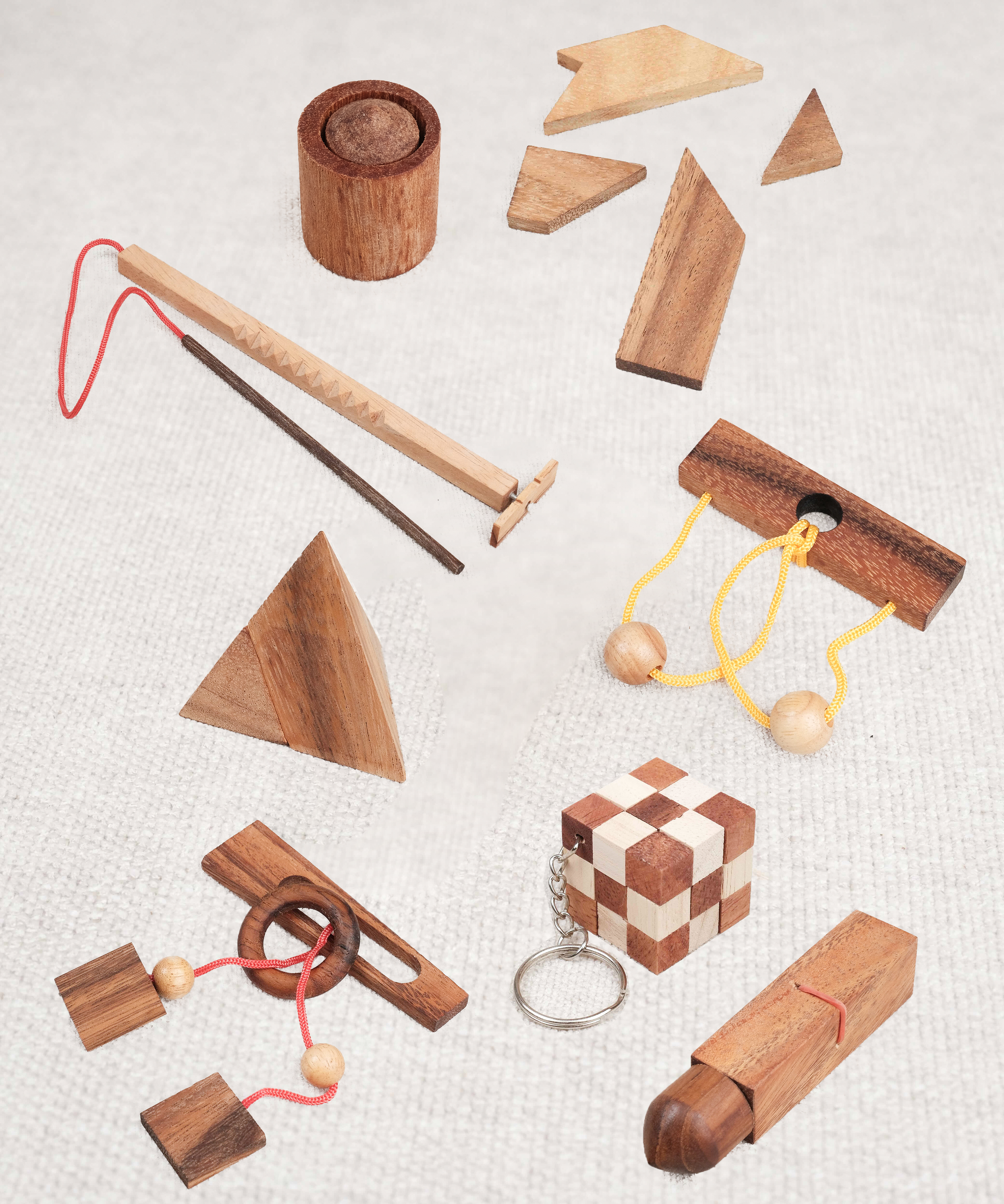Lot de 8 mini casse-têtes en bois Jeux Faugère – idée cadeau, défis logiques pour adultes et enfants