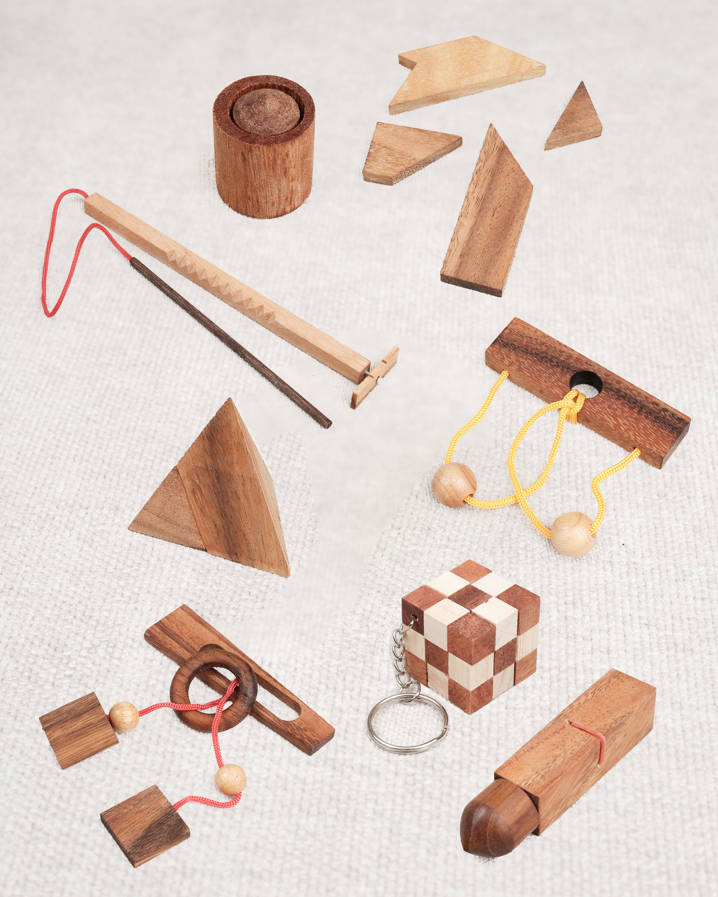 Lot de 8 mini casse-têtes en bois Jeux Faugère – idée cadeau, défis logiques pour adultes et enfants