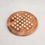 Solitaire rond en bois massif casse-tête puzzle billes