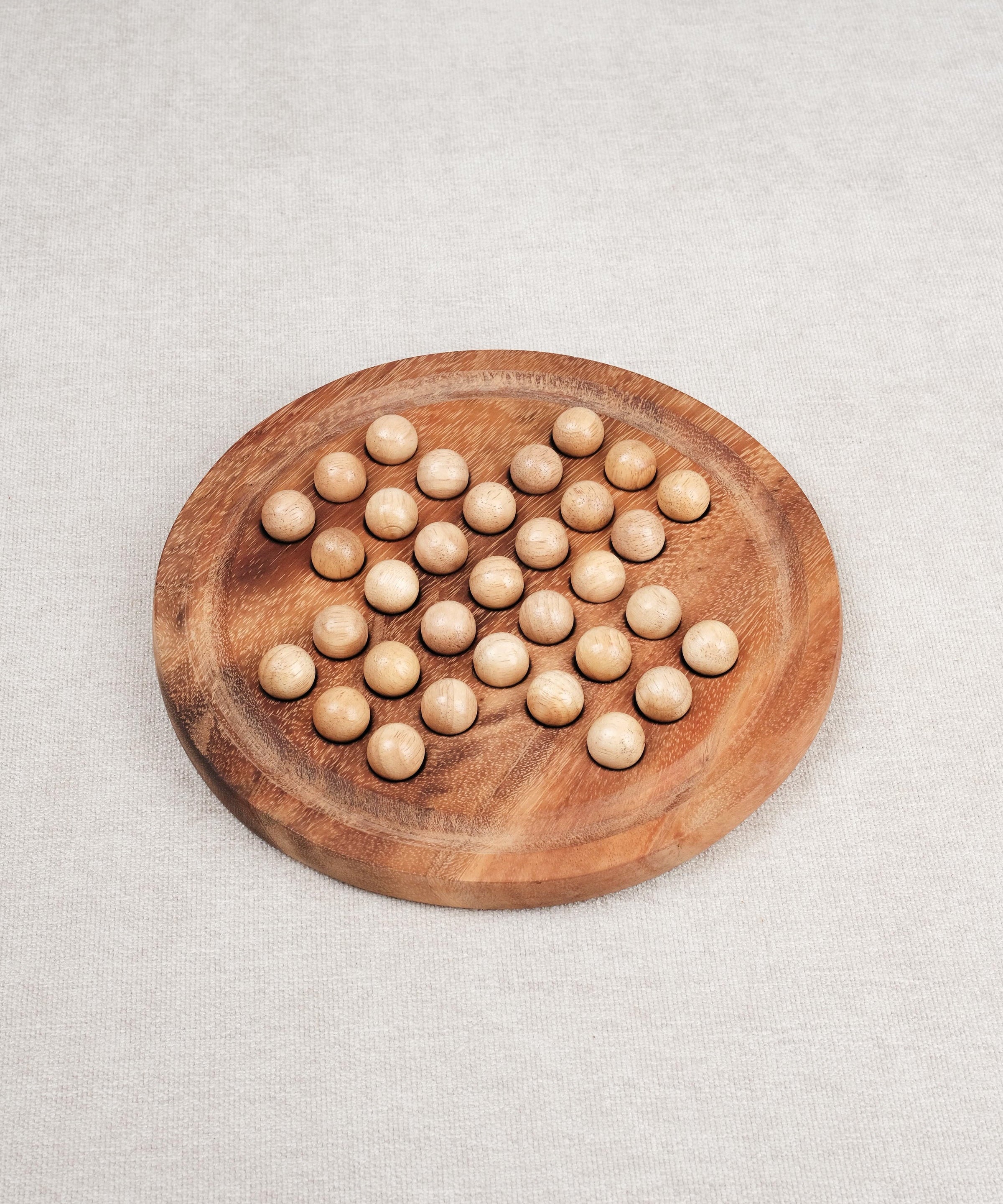Solitaire rond en bois massif casse-tête puzzle billes