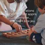 Vidéo Jeux Faugère : partie d'Awalé (Kalaha) en situation – jeu de stratégie traditionnel en bois à deux joueurs